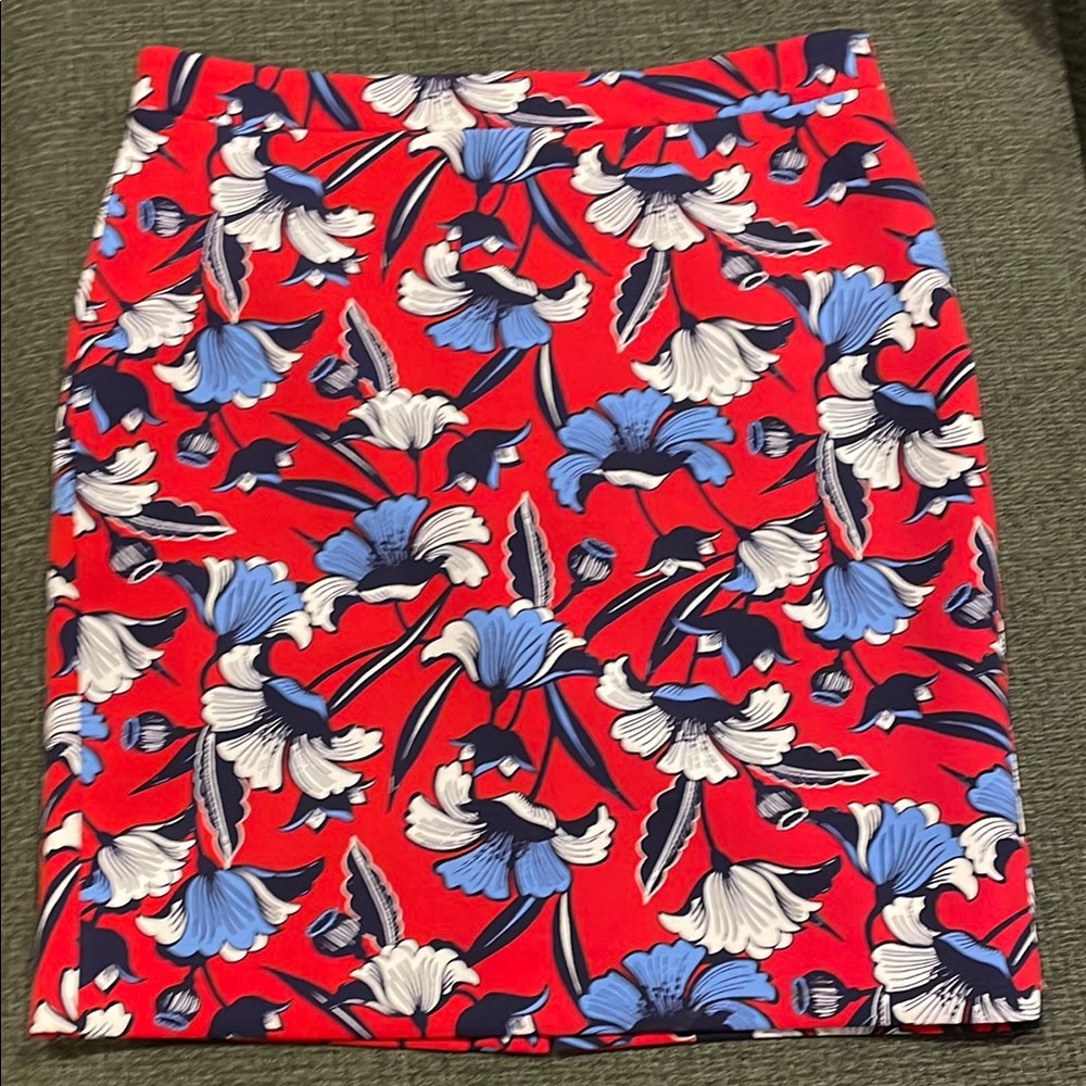 J. Crew red floral skirt (sz 12)